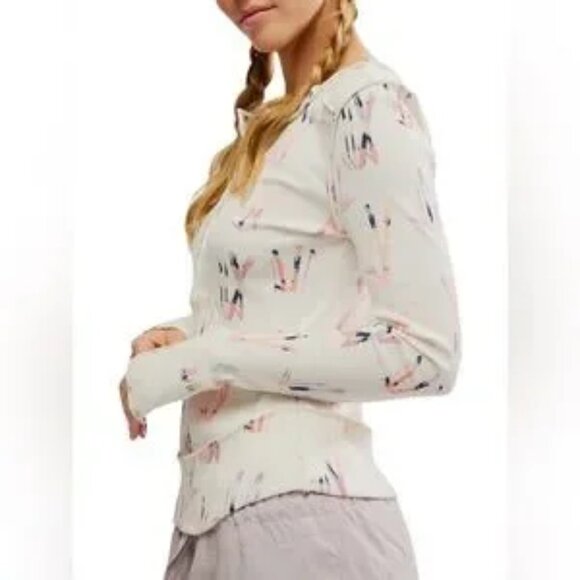 NWT New Free People Movement Women's Rally Printed Layer XS Ski Shirt Henely Top - Picture 3 of 7